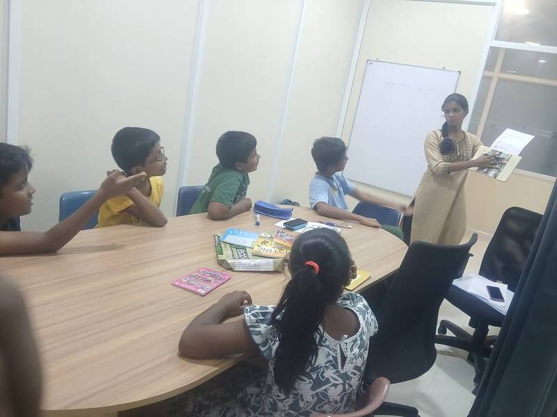 Discussing a story during class