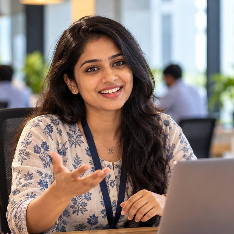 A confident young professional, smiling and ready for her next step.
